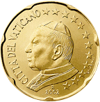 piece de 20 cent 20 centimes d'euro du vatican jean paul II