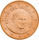 5 cent 5 centimes d'euro vatican benoit XVI