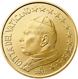 piece de 50 cent 50 centimes d'euro vatican jean paul II