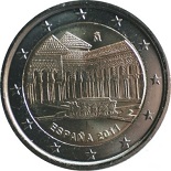 2 euro commémorative 2011 Espagne Grenade la Cour des Lions