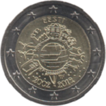 pièce 2 euro 2012 Estonie pour les 10 ans de l'euro