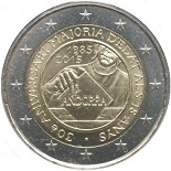 2 euro commémorative 2015 principauté d'andorre 30ème anniversaire de la majorité à 18 ans