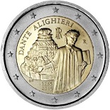 2 euro 2015 italie Dante Alighieri pour le 750ème anniversaire de sa naissance