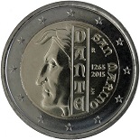 2 euro 2015 Saint-Marin commémorative Dante Alighieri pour le 750ème anniversaire de sa naissance