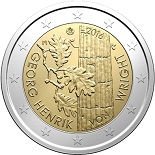 pièce 2 euro 2016 Finlande pour commémorer le 100ème anniversaire de la naissance de Georg Henrik Von Wright