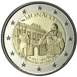 pièce 2 euros 2017 Monaco commémorative pour les 200 ans des carabiniers du Prince