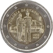 2 € euro commémorative 2022 Italie 170e anniversaire de la fondation de la Police nationale italienne (Polizia di Stato)