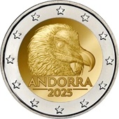 2 euro commémorative 2025 Principauté d'Andorre dédiée au Gypaète barbu