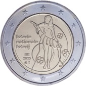 2 euro commémorative 2025 Belgique consacrée à la Loterie Nationale Belge.
