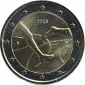 2 euro commémorative 2025 Finlande pour les 100 ans des jeux d'athlétisme Finlande-Suède.