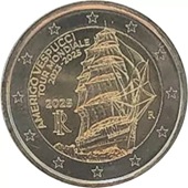 2 euro commémorative 2025 Italie pour le Tour du monde du navire-école Amerigo Vespucci 2023-2025