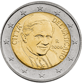 2 euros vatican benoit XVI