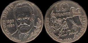 10 francs commémorative 1985 victor hugo