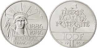 100 francs argent 1986 liberté