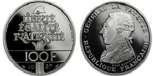100 francs 1987 commémorative  Lafayette