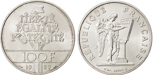 100 francs 1989 argent commémorative droits de l'homme