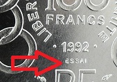 pièce de 100 francs essai 1992 jean monnet