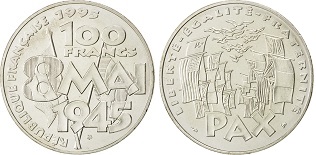 100 francs argent 1995 8 mai 1945