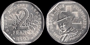 2 francs 1993 Jean Moulin