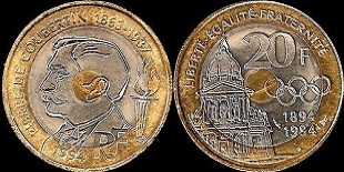 20 francs pierre de coubertin 1994