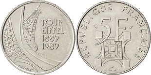 5 francs 1989 Tour Eiffel