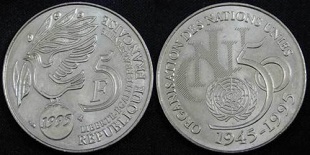 5 francs 1995 ONU