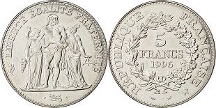 5 francs commémorative 1996 hercule