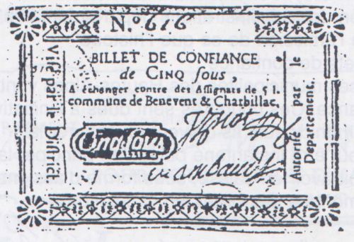 billet de confiance de 5 sous