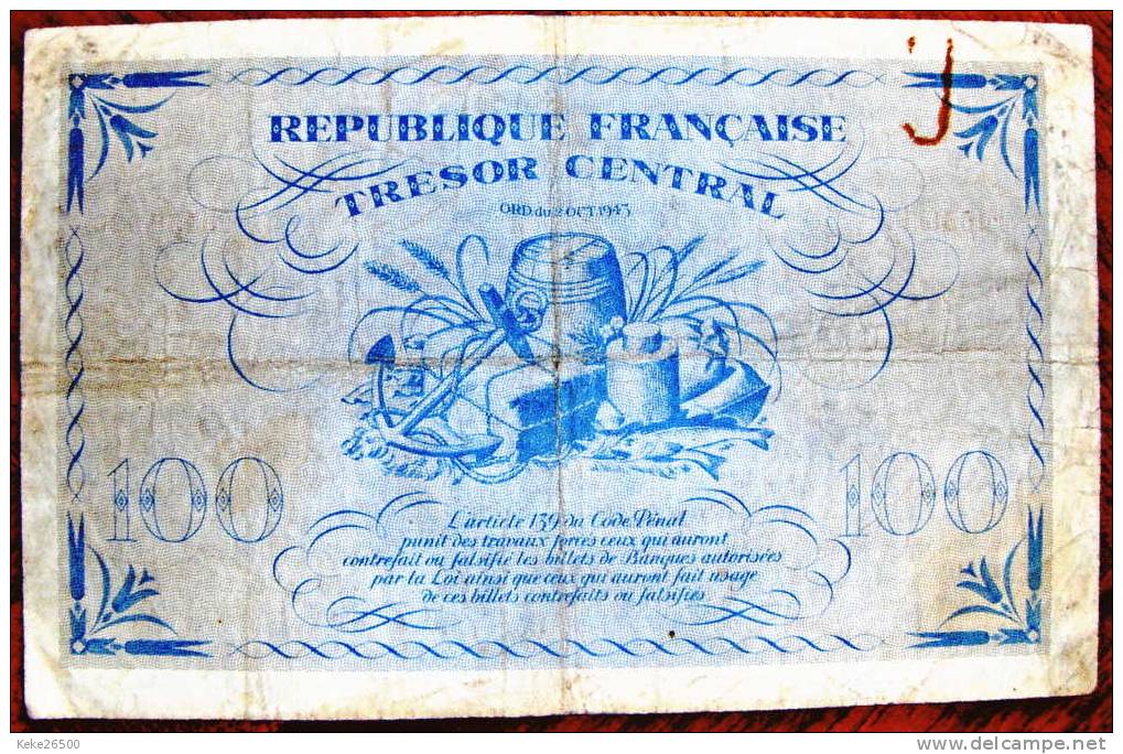 billet du trésor de 100 francs émissions pour la corse