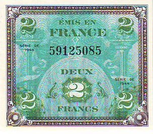 billet du trésor de 2 francs impression américaine