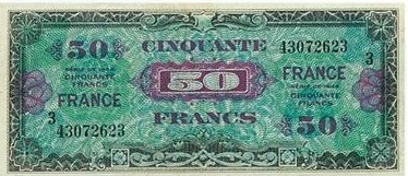 billet du trésor de 50 francs impression americaine avec France