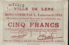 bons communaux de 5 francs de la ville de Lens