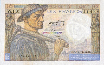 billet 10 francs 1947 mineur