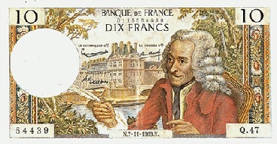billet de 10 francs 1963 Voltaire