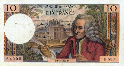 billet de 10 francs 1970 voltaire