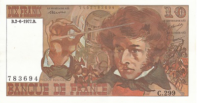 billet de 10 francs berlioz 1977