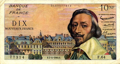 billet de 10 nouveaux francs 1960 Richelieu