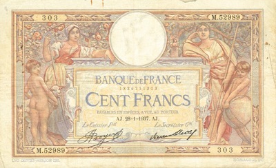 billet de 100 francs 1937 luc olivier merson