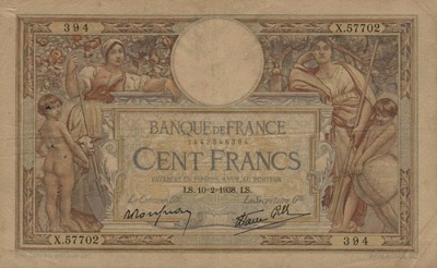 billet de 100 francs 1938 luc olivier merson