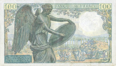 billet de 100 francs descartes 1942 verso