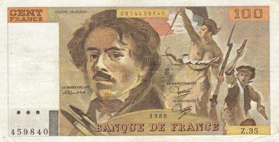 billet de 100 francs 1880 delacroix