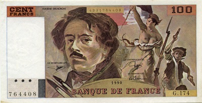 billet de 100 francs 1990 delacroix