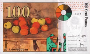 billet de 100 francs cézanne 1997