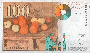 billet de 100 francs cézanne 1998