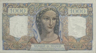 billet de 1000 francs 1948 minerve et hercule