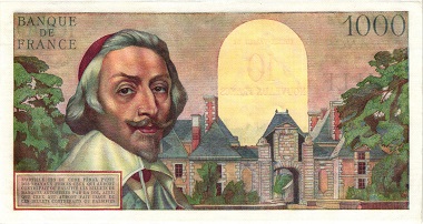Billet 1000 francs Richelieu surchargé 10 nouveaux francs