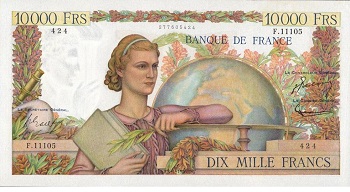 billet de 10000 francs étude ou génie français de 1954