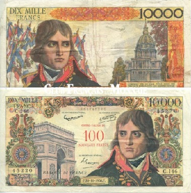 billet de 100 nouveaux francs bonaparte 1958