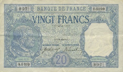 billet de 20 francs 1918 bayard
