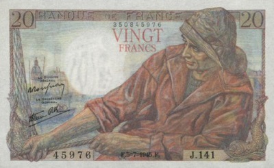 billet de 20 francs pecheur 1945